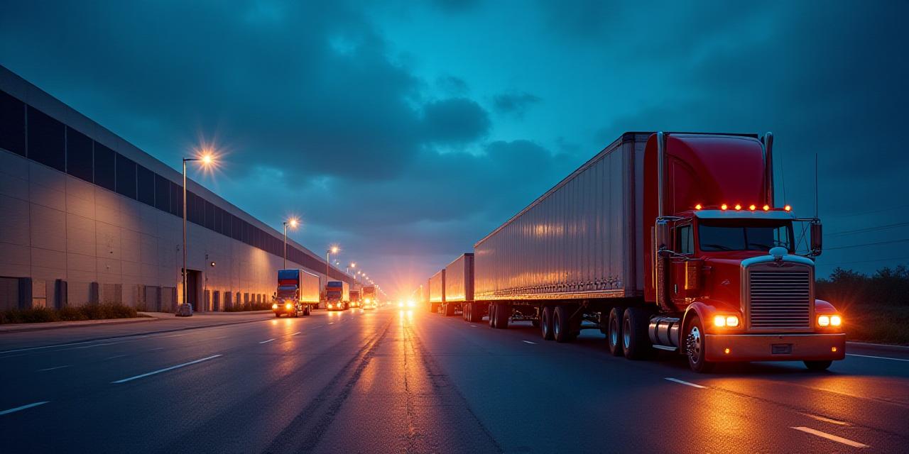 Logistics hub at night